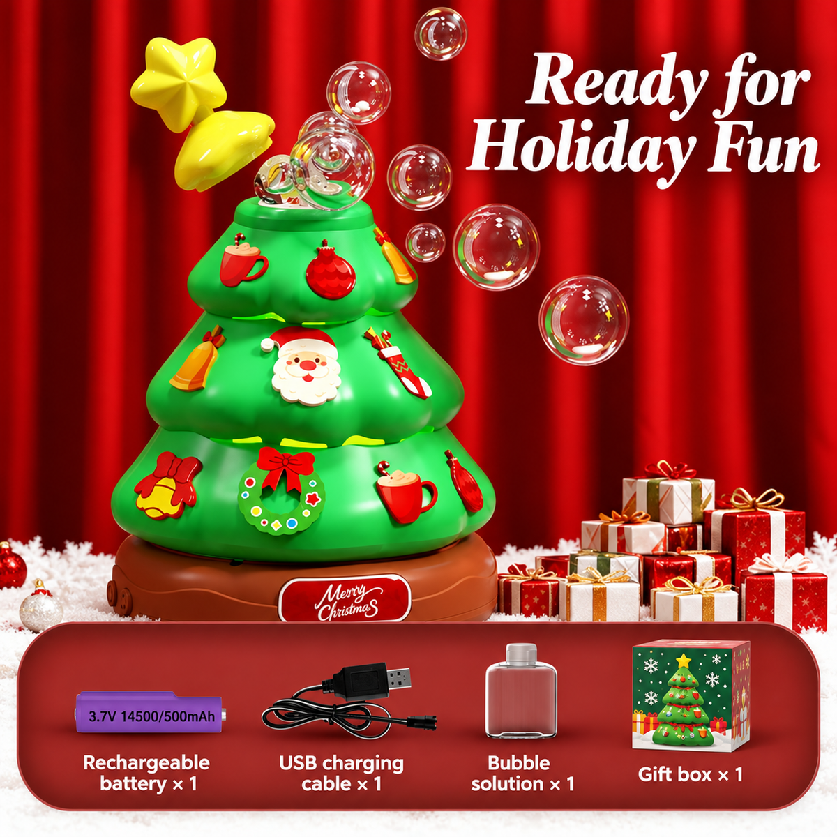 Christmas Tree Bubble Machine with Music & Lights